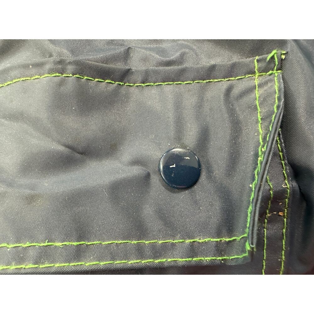 Vintage 1980s M Navy Blue Green Whales Reversible Hooded Raincoat AqueSheen - Picture 5 of 16